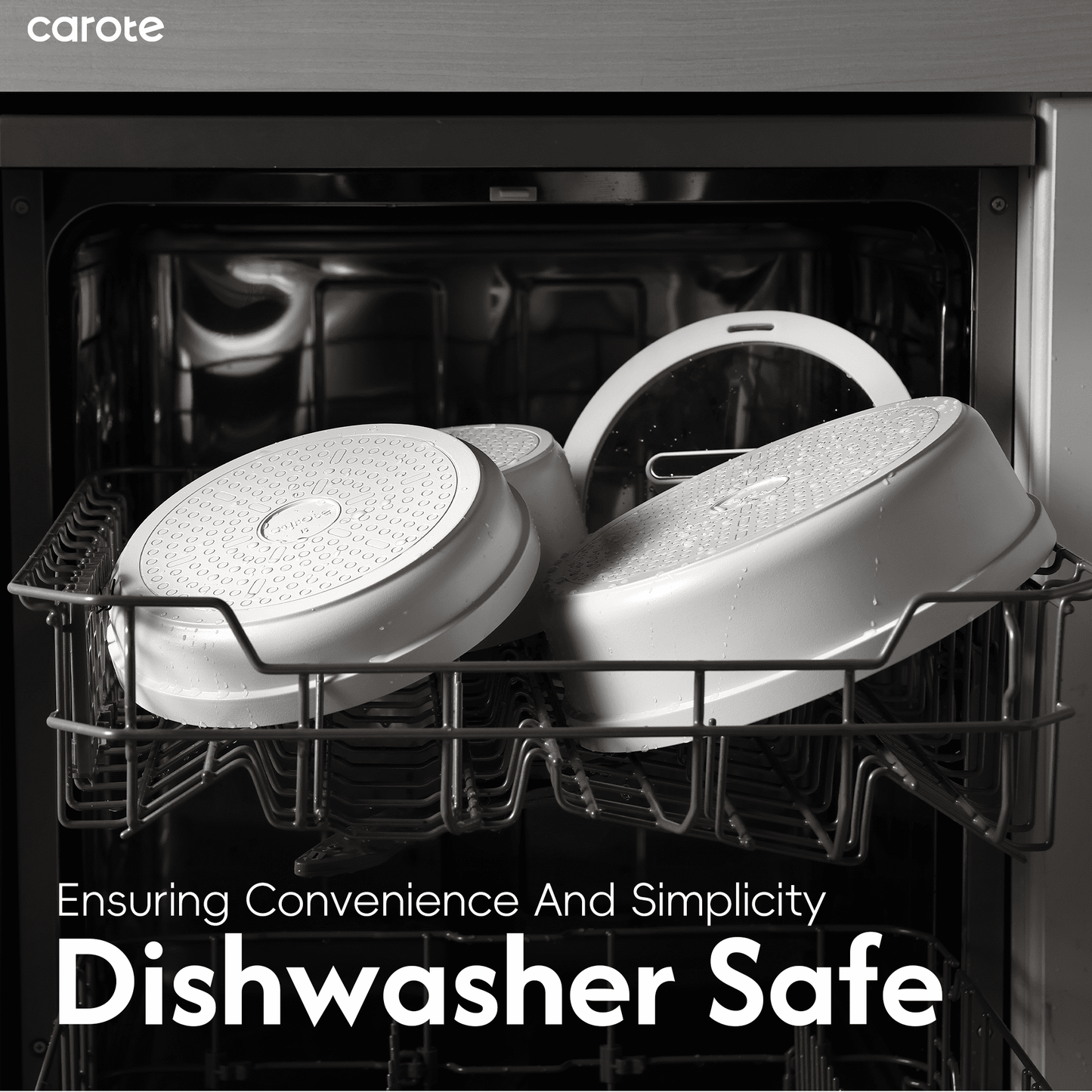 Carote 14 Pcs Pots and Pans Set Non Stick, Cookware Set with Detachable Handles, Dishwasher/Oven Safe, Stackable, Induction Cookware, White