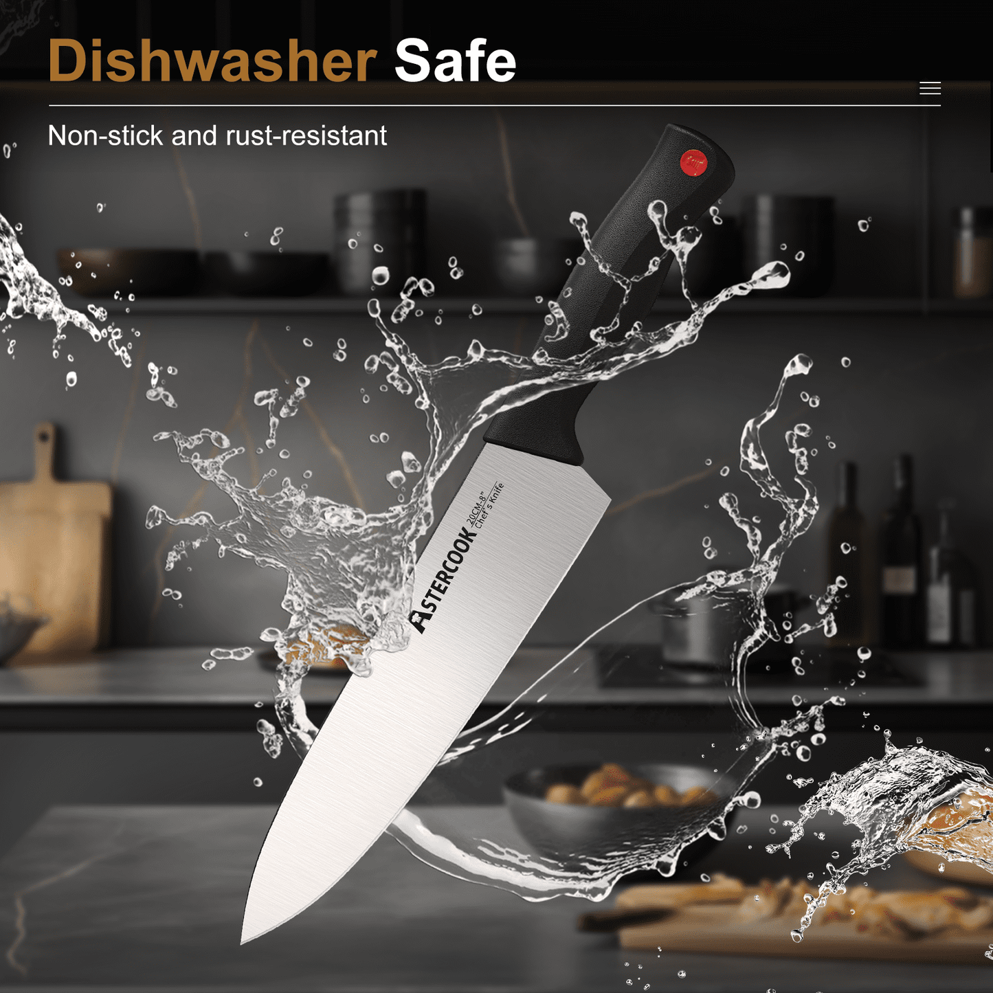 Astercook Knife set, 14-Piece Kitchen Knife Set with Built-in Sharpener, High Carbon German Stainless Steel Knives Block Sets, Ultra Sharp & Rust Resistant, Dishwasher Safe (Copy)