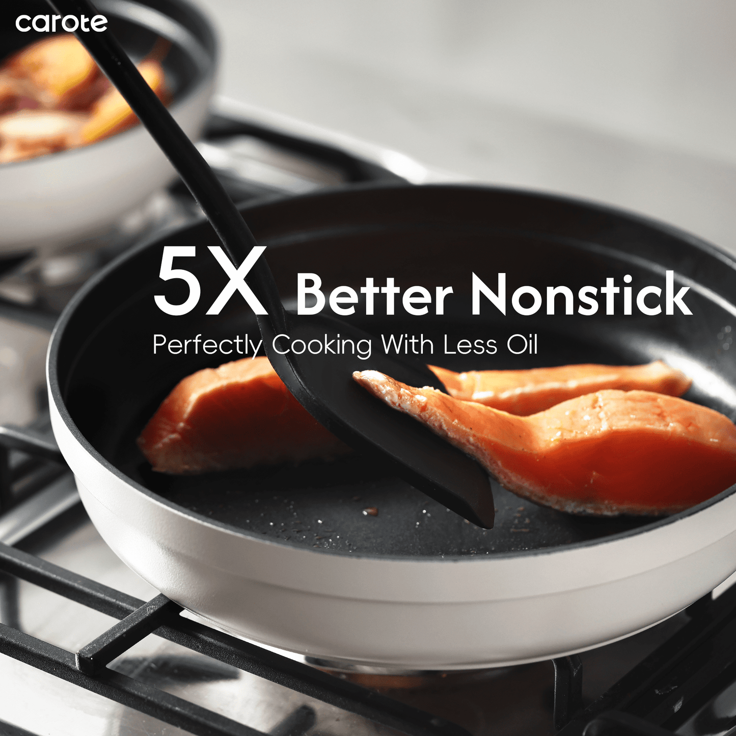 Carote 14 Pcs Pots and Pans Set Non Stick, Cookware Set with Detachable Handles, Dishwasher/Oven Safe, Stackable, Induction Cookware, White